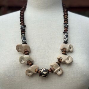 Vintage Handcrafted Beaded Necklace with Elephant Accents